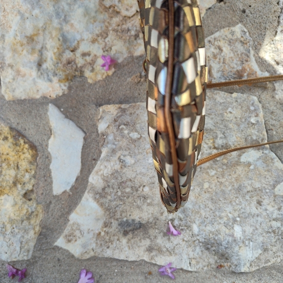 VINTAGE Y2K Morris Moskowitz Gold Silver Copper Gunmetal Woven Clutch EUC - Picture 10 of 12